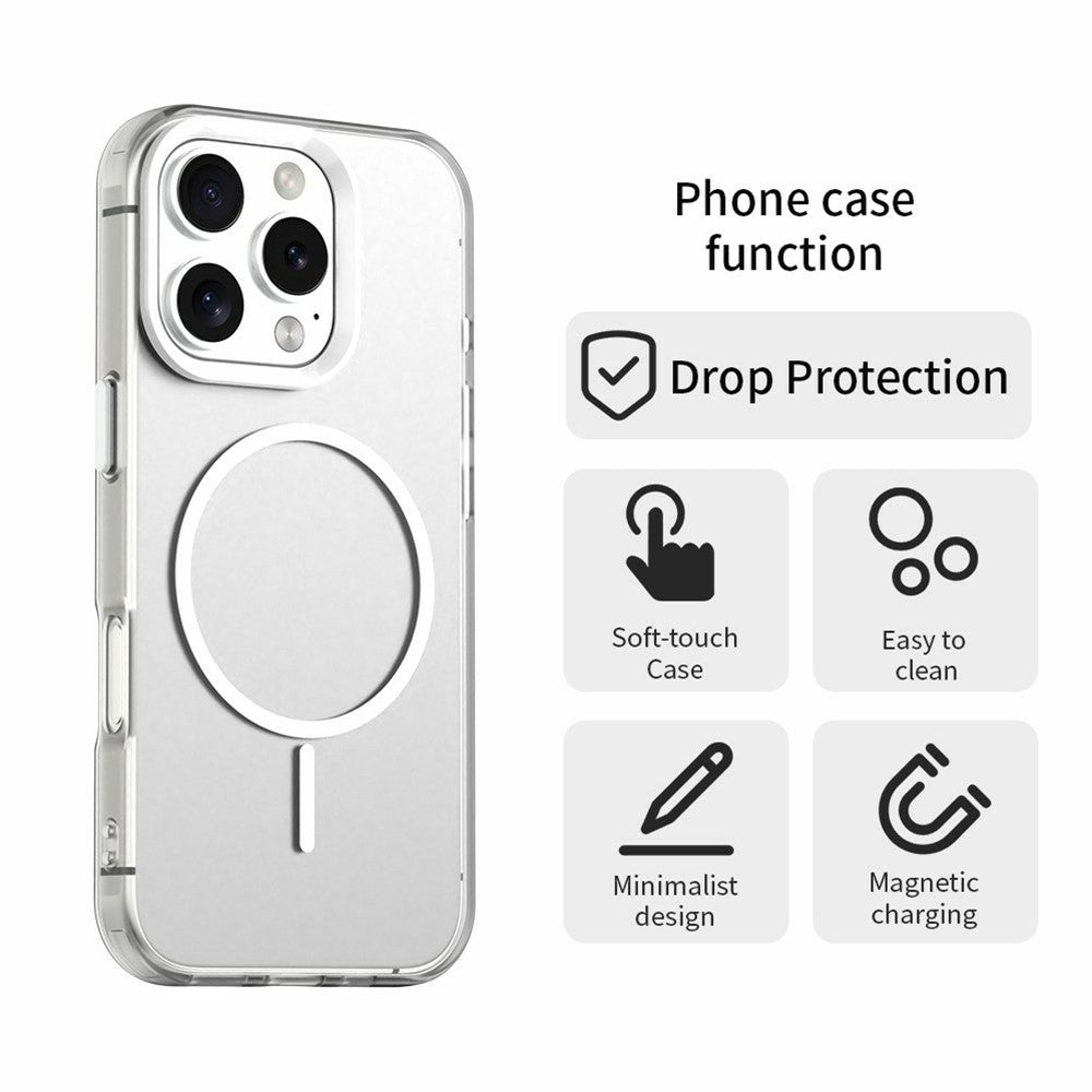 For iPhone 16 Pro Case Candy Color PC + TPU + PET Phone Cover Compatible with MagSafe