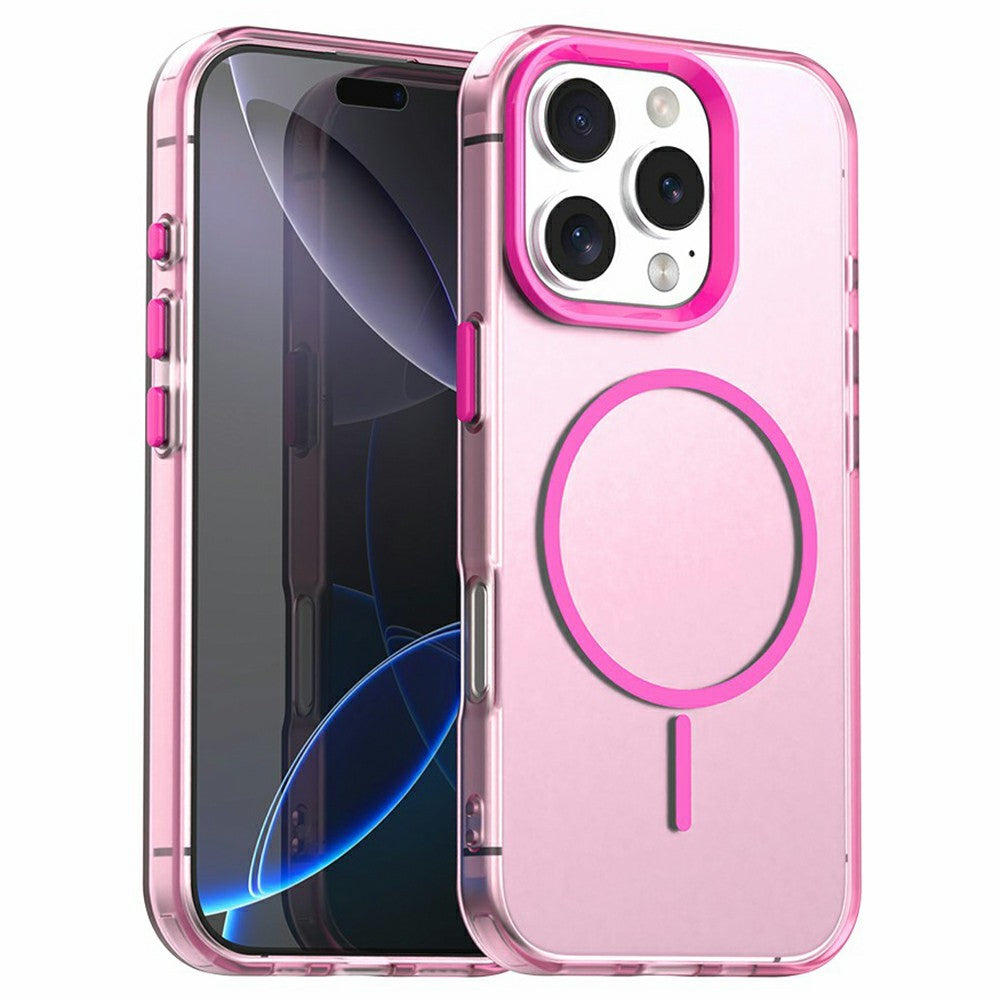 For iPhone 16 Pro Case Candy Color PC + TPU + PET Phone Cover Compatible with MagSafe