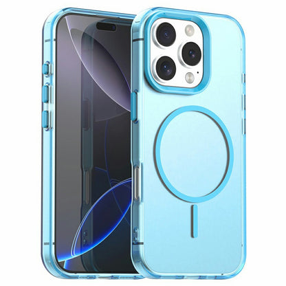 For iPhone 16 Pro Case Candy Color PC + TPU + PET Phone Cover Compatible with MagSafe