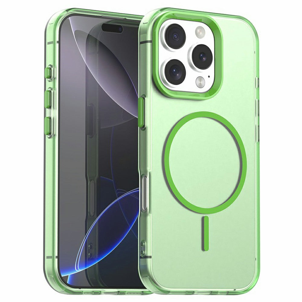For iPhone 16 Pro Case Candy Color PC + TPU + PET Phone Cover Compatible with MagSafe