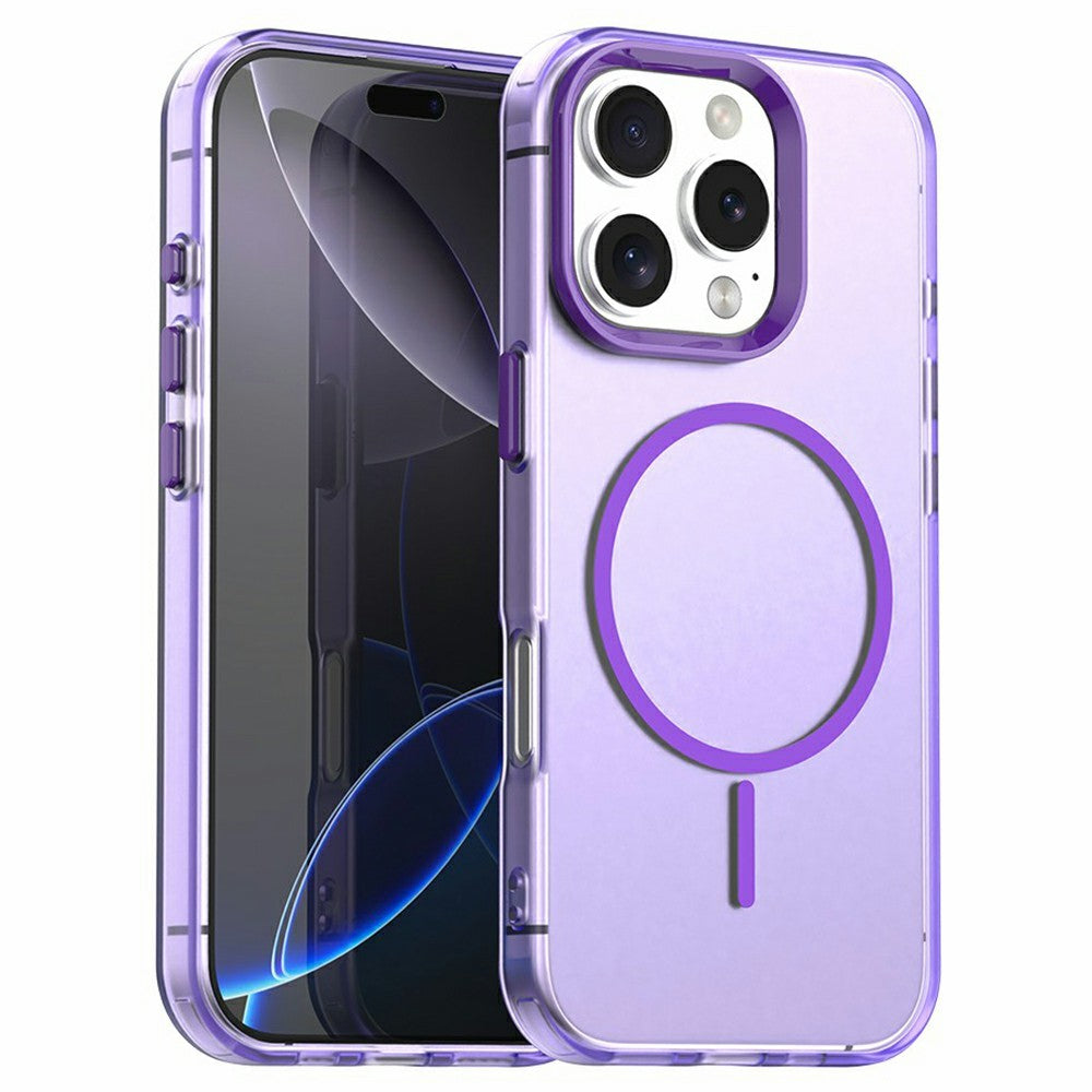 For iPhone 16 Pro Case Candy Color PC + TPU + PET Phone Cover Compatible with MagSafe
