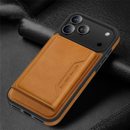 For iPhone 17 Pro Case Compatible with MagSafe Leather Back Phone Cover with Detachable Card Bag