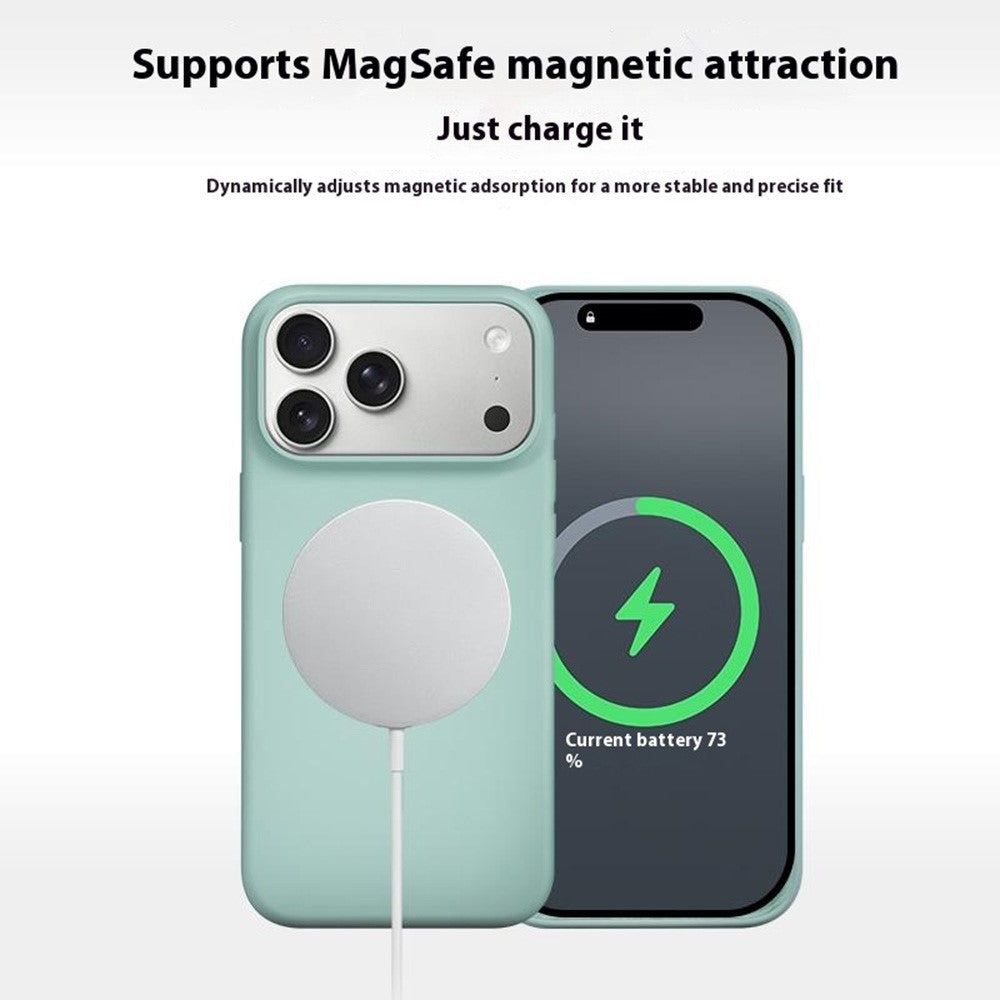 For iPhone 17 Pro Liquid Silicone Case Compatible with MagSafe Phone Cover with Lanyard Hole / AI Button