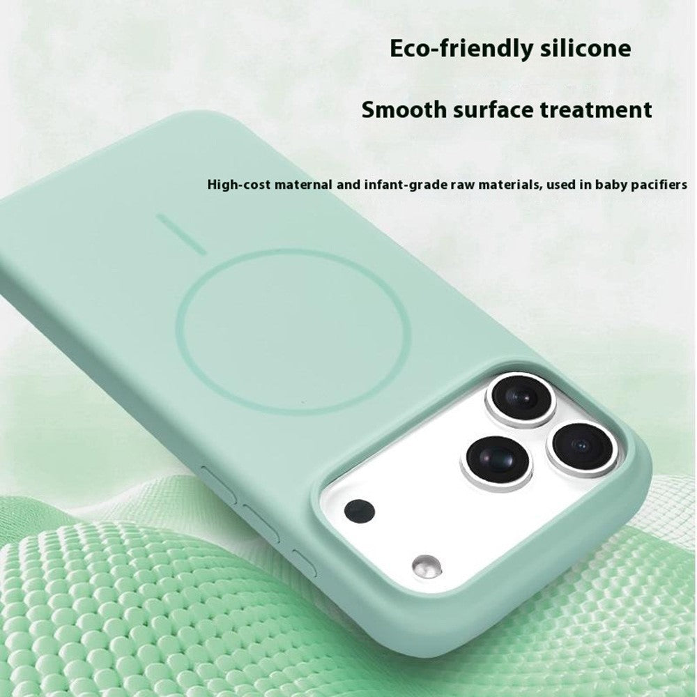 For iPhone 17 Pro Liquid Silicone Case Compatible with MagSafe Phone Cover with Lanyard Hole / AI Button