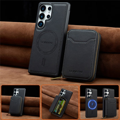 LC.IMEEKE L6 For Samsung Galaxy S25 Ultra Magnetic Case Detachable Zipper Wallet Leather Coated PC + TPU Phone Cover