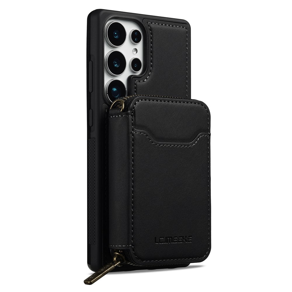 LC.IMEEKE L6 For Samsung Galaxy S25 Ultra Magnetic Case Detachable Zipper Wallet Leather Coated PC + TPU Phone Cover