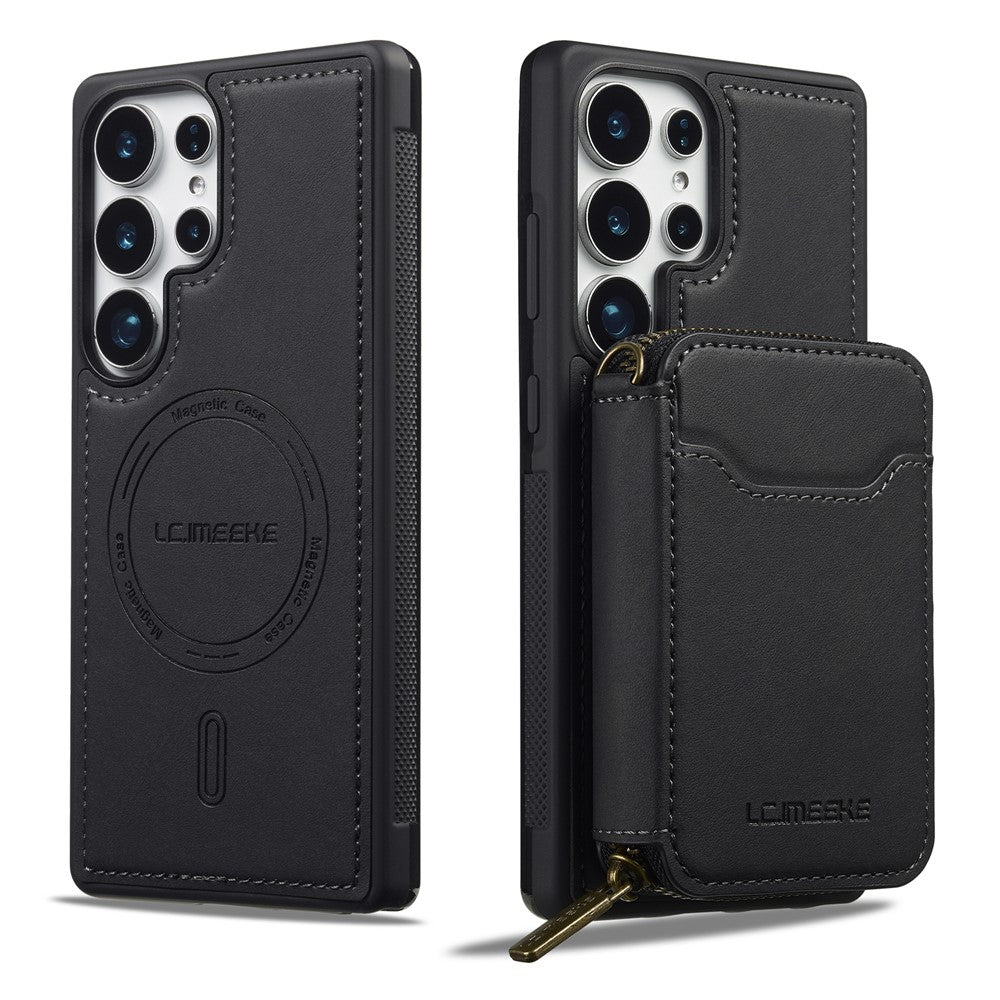 LC.IMEEKE L6 For Samsung Galaxy S25 Ultra Magnetic Case Detachable Zipper Wallet Leather Coated PC + TPU Phone Cover