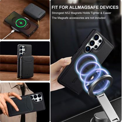 LC.IMEEKE L6 For Samsung Galaxy S25 Ultra Magnetic Case Detachable Zipper Wallet Leather Coated PC + TPU Phone Cover