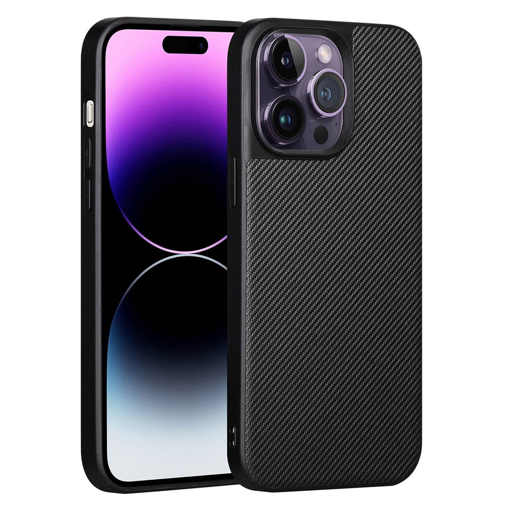 VILI TC Series for iPhone 14 Pro Max Textured Leather Coated TPU Phone Case Anti-scratch Mobile Phone Back Cover