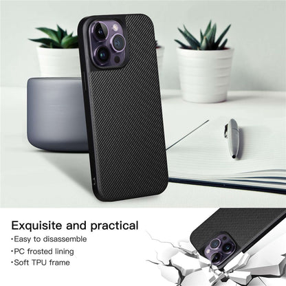 VILI TC Series for iPhone 14 Pro Max Textured Leather Coated TPU Phone Case Anti-scratch Mobile Phone Back Cover