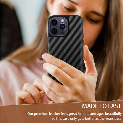 VILI TC Series for iPhone 14 Pro Max Textured Leather Coated TPU Phone Case Anti-scratch Mobile Phone Back Cover