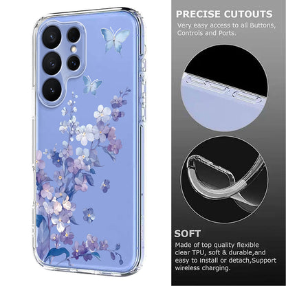 For Samsung Galaxy S26 Ultra Case Butterfly Floral Pattern Printing TPU Phone Back Cover