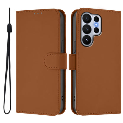 For Samsung Galaxy S26 Ultra Case Solid Color Wallet Leather Phone Cover with Strap