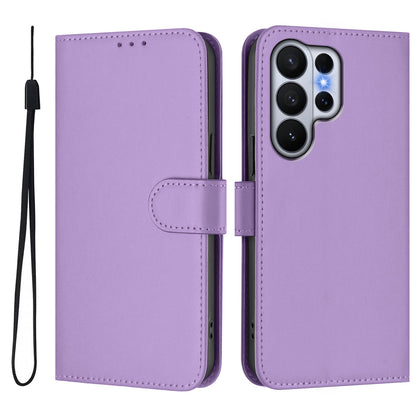 For Samsung Galaxy S26 Ultra Case Solid Color Wallet Leather Phone Cover with Strap
