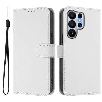 For Samsung Galaxy S26 Ultra Case Solid Color Wallet Leather Phone Cover with Strap