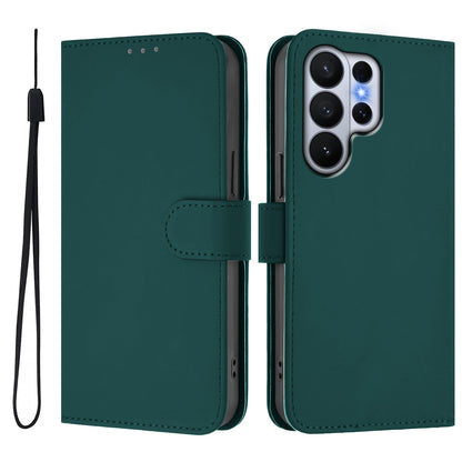 For Samsung Galaxy S26 Ultra Case Solid Color Wallet Leather Phone Cover with Strap