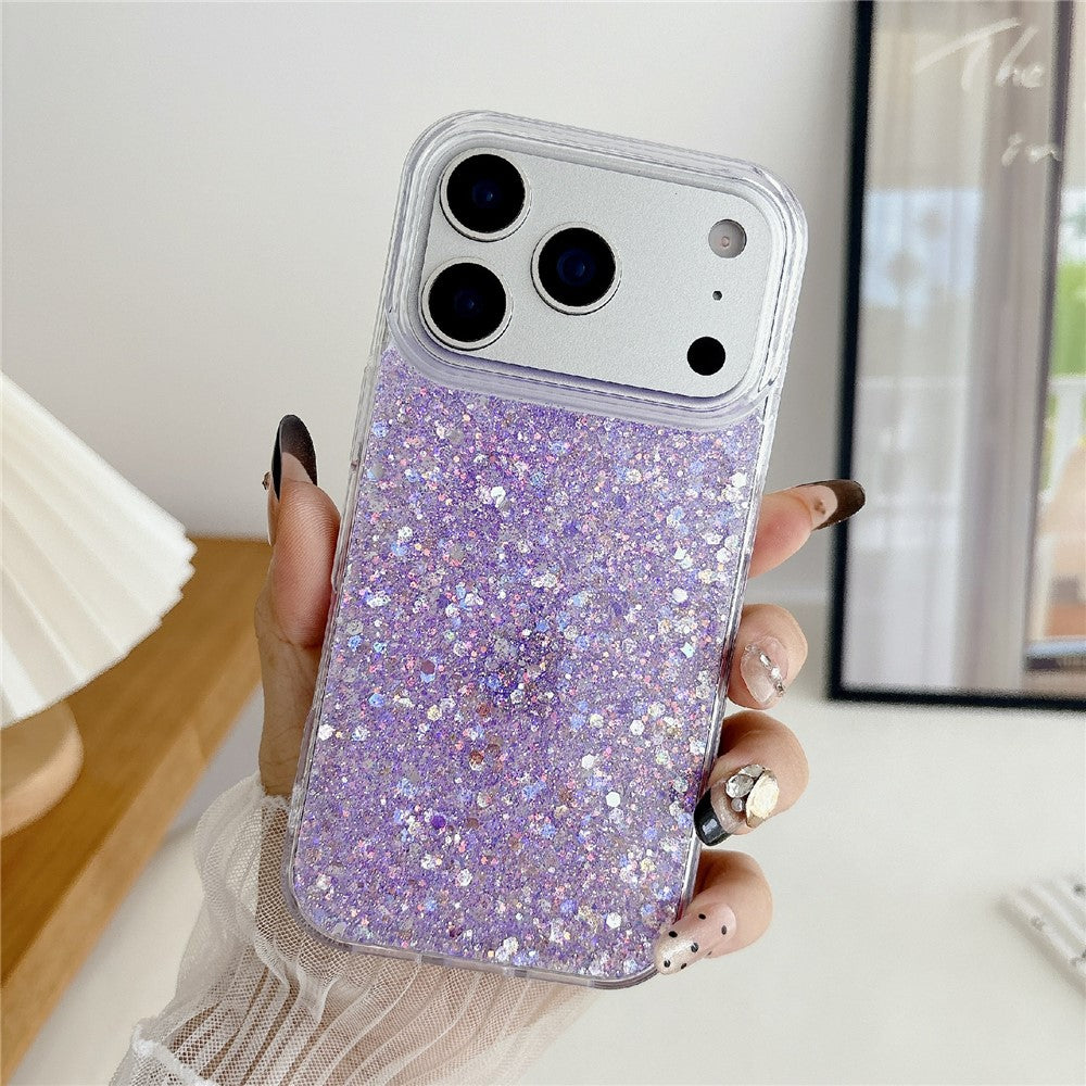 For iPhone 17 Pro Max Case TPU Drop Protection Epoxy Glittery Sequins Phone Cover