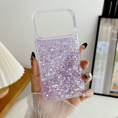 For iPhone 17 Pro Max Case TPU Drop Protection Epoxy Glittery Sequins Phone Cover