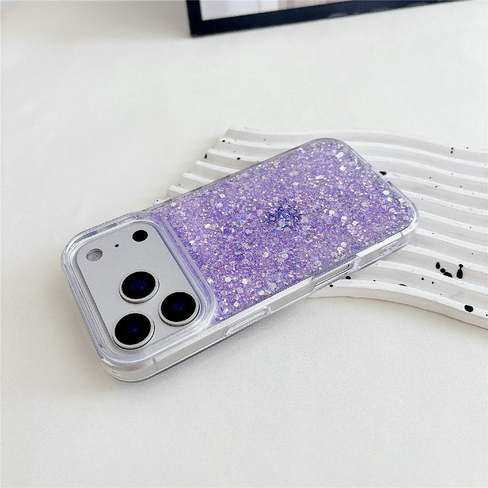 For iPhone 17 Pro Max Case TPU Drop Protection Epoxy Glittery Sequins Phone Cover