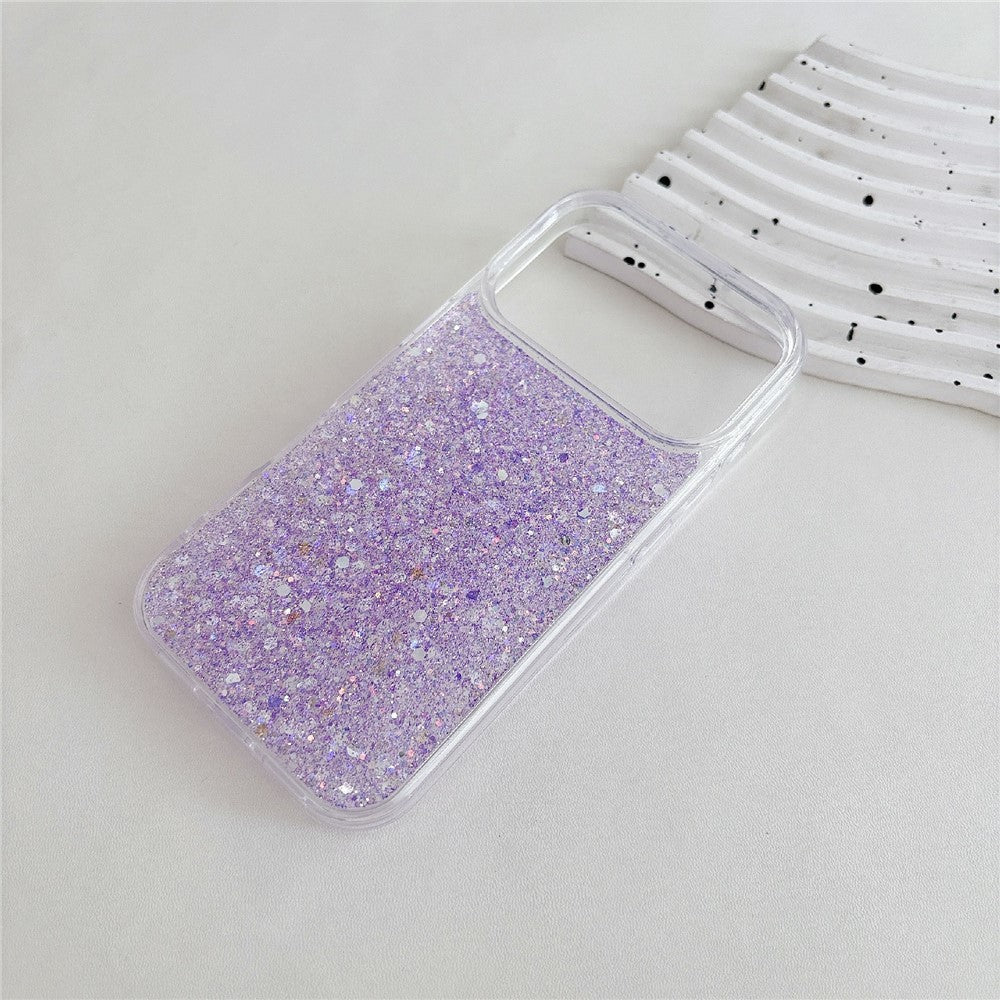 For iPhone 17 Pro Max Case TPU Drop Protection Epoxy Glittery Sequins Phone Cover