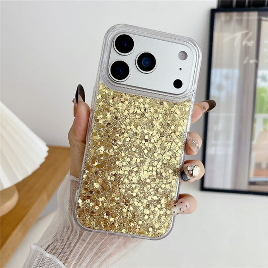 For iPhone 17 Pro Max Case TPU Drop Protection Epoxy Glittery Sequins Phone Cover