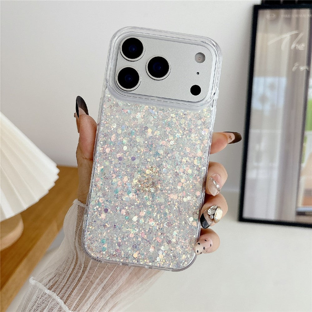 For iPhone 17 Pro Max Case TPU Drop Protection Epoxy Glittery Sequins Phone Cover