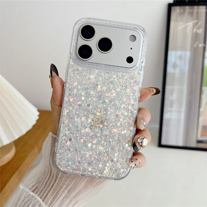 For iPhone 17 Pro Max Case TPU Drop Protection Epoxy Glittery Sequins Phone Cover