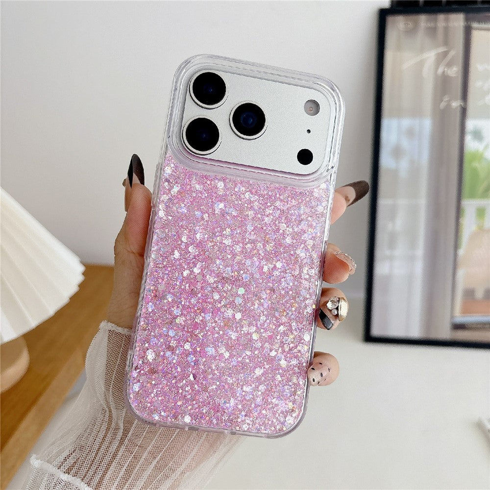 For iPhone 17 Pro Max Case TPU Drop Protection Epoxy Glittery Sequins Phone Cover