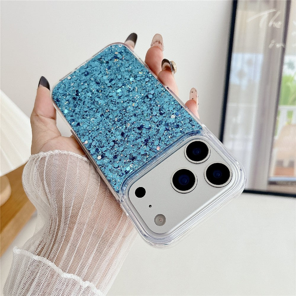 For iPhone 17 Pro Max Case TPU Drop Protection Epoxy Glittery Sequins Phone Cover