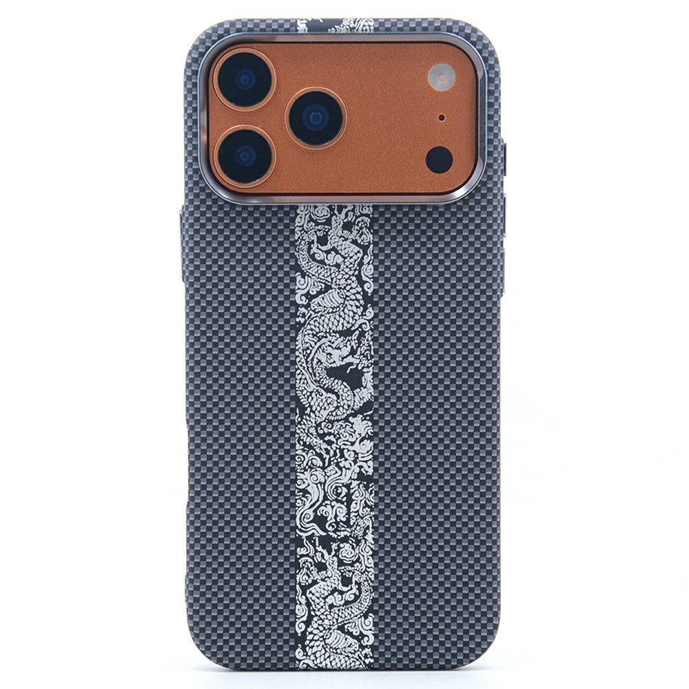 For iPhone 17 Pro Magnetic Case Carbon Fiber Texture Water Transfer PC Phone Cover