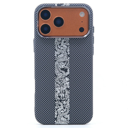 For iPhone 17 Pro Magnetic Case Carbon Fiber Texture Water Transfer PC Phone Cover