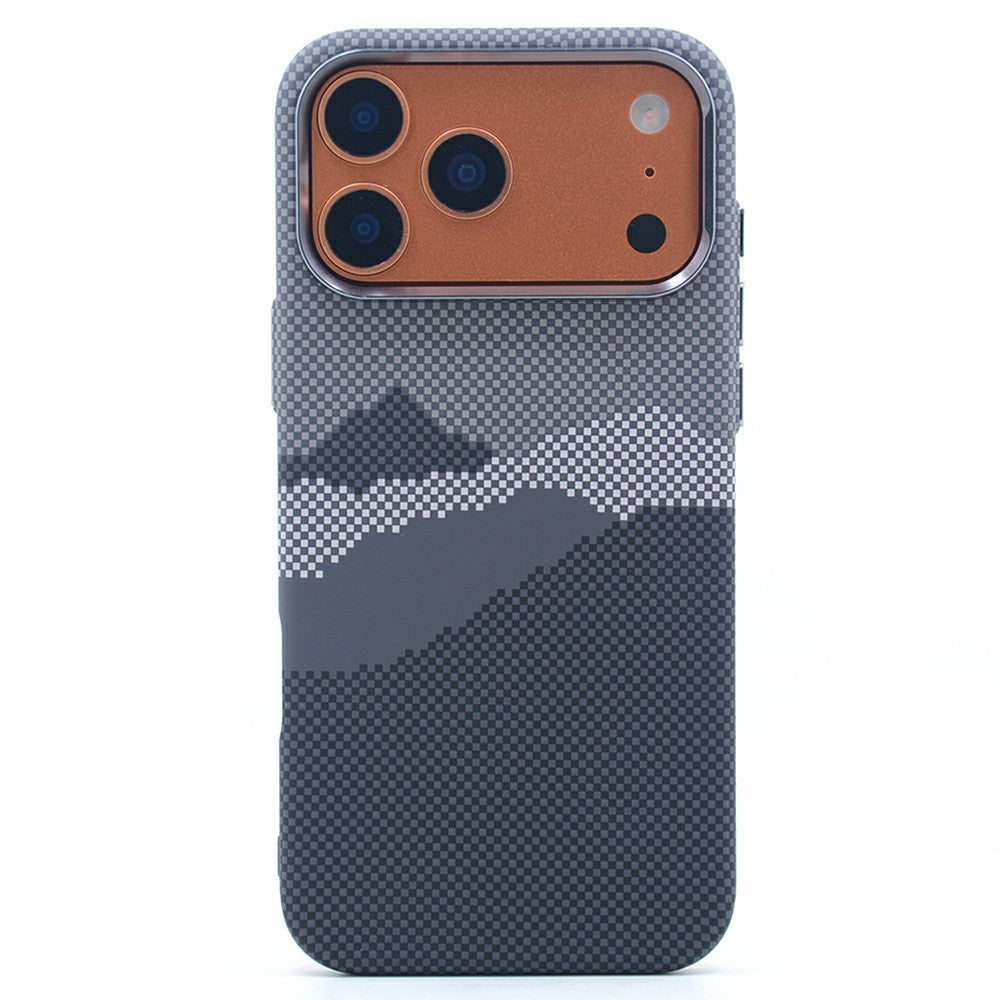 For iPhone 17 Pro Magnetic Case Carbon Fiber Texture Water Transfer PC Phone Cover