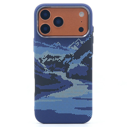 For iPhone 17 Pro Magnetic Case Carbon Fiber Texture Water Transfer PC Phone Cover