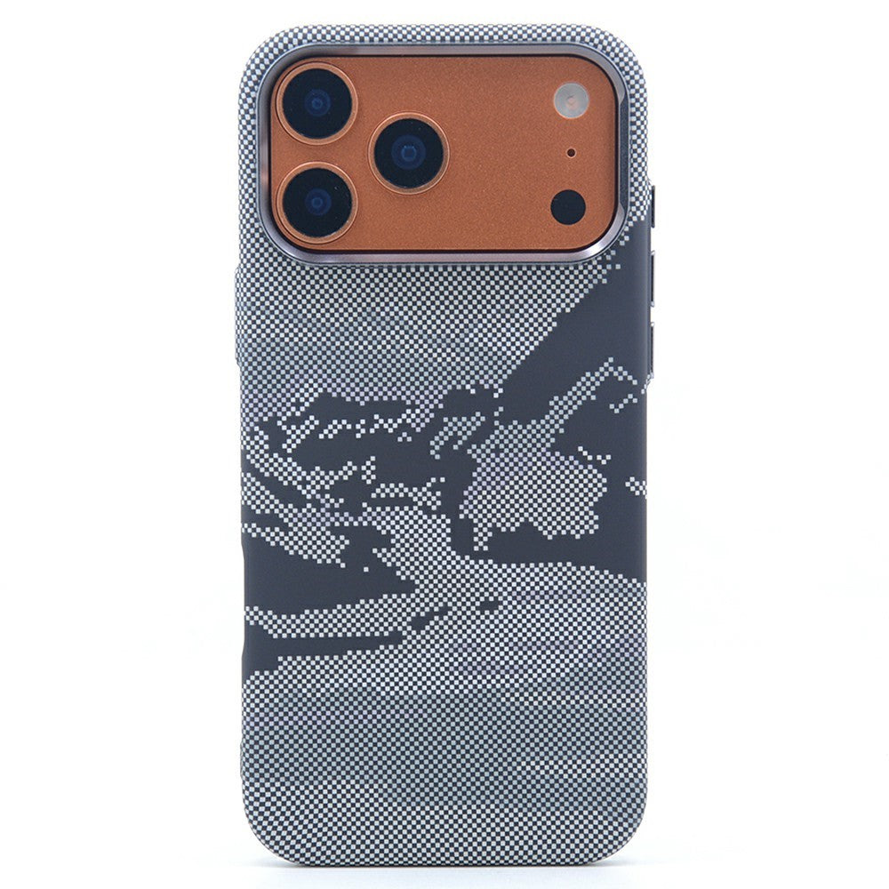 For iPhone 17 Pro Magnetic Case Carbon Fiber Texture Water Transfer PC Phone Cover