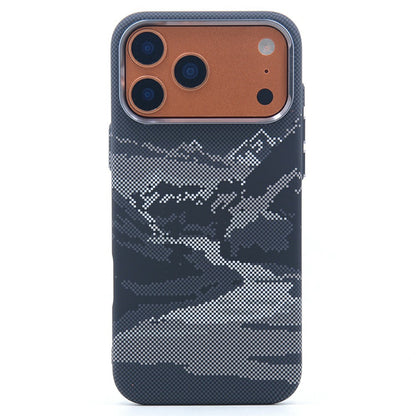 For iPhone 17 Pro Magnetic Case Carbon Fiber Texture Water Transfer PC Phone Cover
