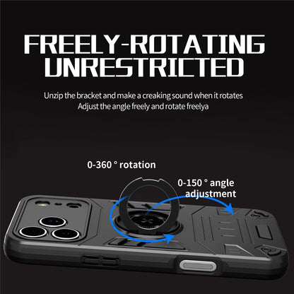 For iPhone 17 Pro Case with Ring Holder Kickstand PC + TPU Anti-Fall Phone Cover