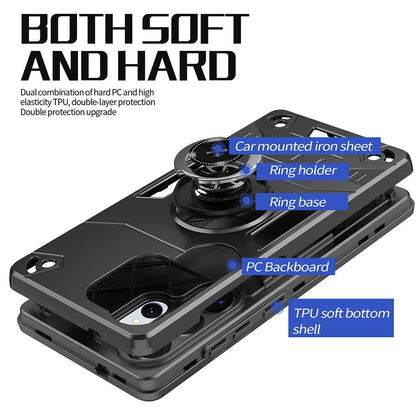 For Samsung Galaxy S25 Ultra Case with Ring Holder Kickstand PC + TPU Anti-Fall Phone Cover