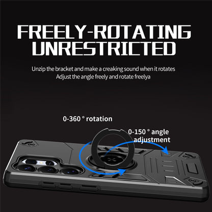 For Samsung Galaxy S25 Ultra Case with Ring Holder Kickstand PC + TPU Anti-Fall Phone Cover