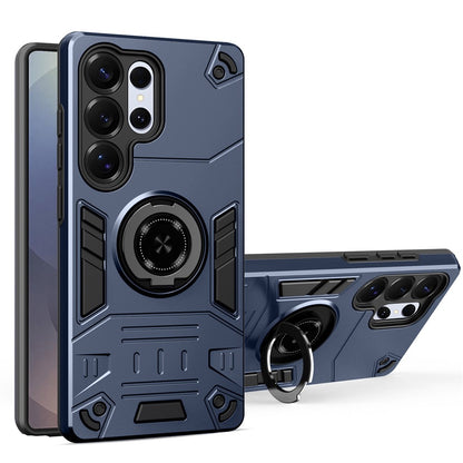 For Samsung Galaxy S25 Ultra Case with Ring Holder Kickstand PC + TPU Anti-Fall Phone Cover
