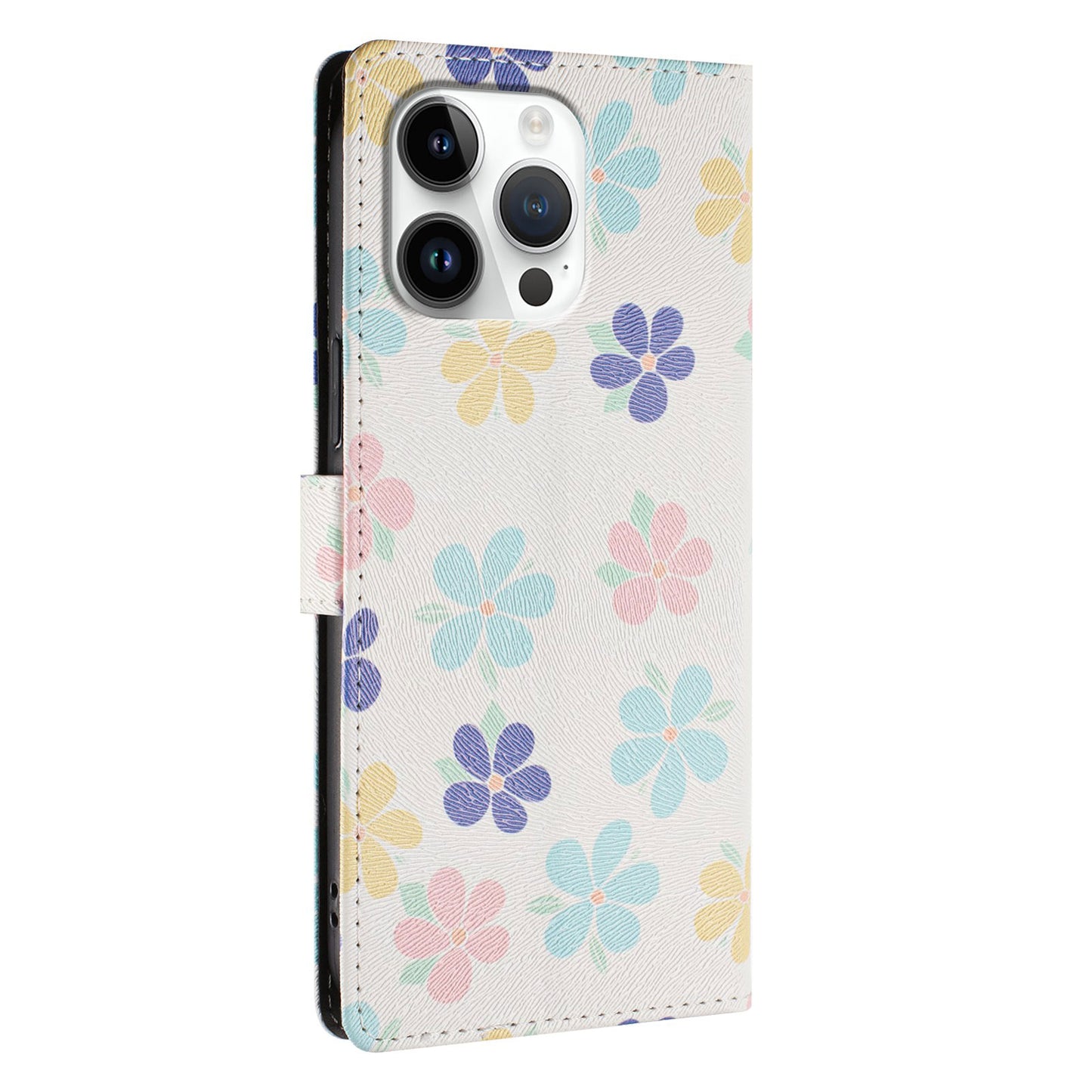 For iPhone 16 Pro Max Case Pattern Print PU Leather Wallet Phone Cover with Wrist Strap