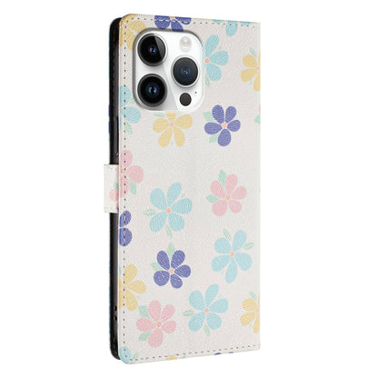 For iPhone 16 Pro Max Case Pattern Print PU Leather Wallet Phone Cover with Wrist Strap