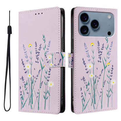 For iPhone 17 Pro Case Pattern Print PU Leather Wallet Phone Cover with Wrist Strap