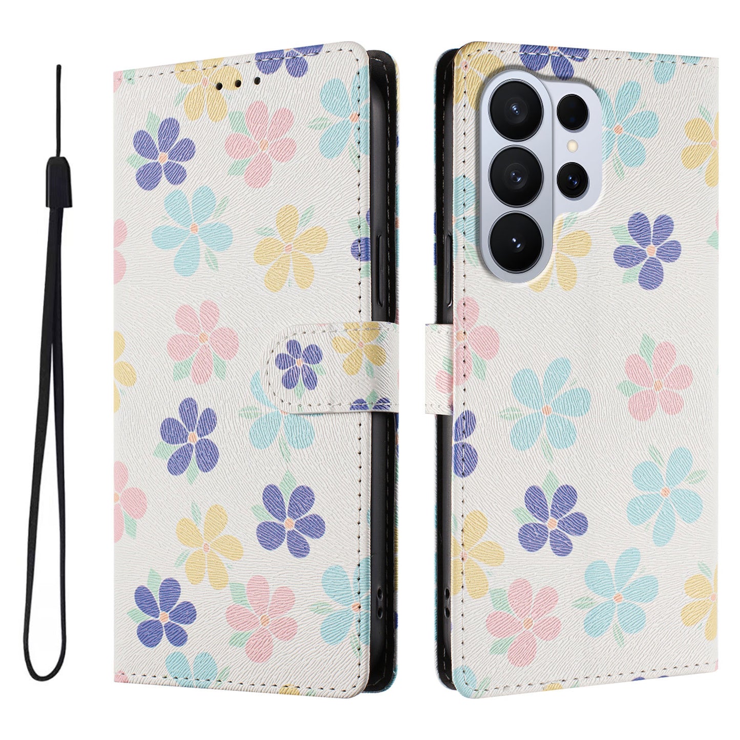 For Samsung Galaxy S26 Ultra Case Pattern Print PU Leather Wallet Phone Cover with Wrist Strap