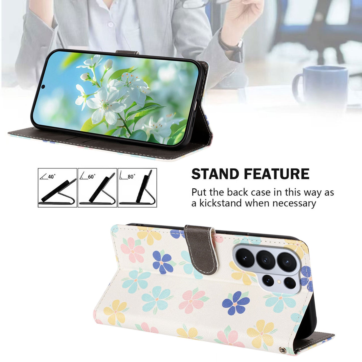 For Samsung Galaxy S26 Ultra Case Pattern Print PU Leather Wallet Phone Cover with Wrist Strap