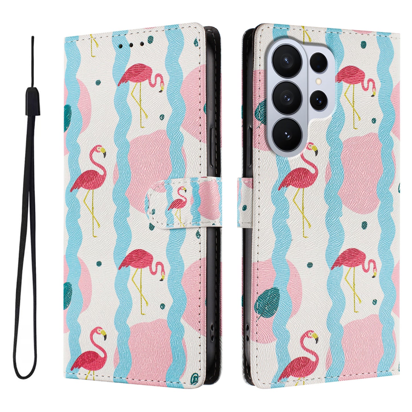 For Samsung Galaxy S26 Ultra Case Pattern Print PU Leather Wallet Phone Cover with Wrist Strap