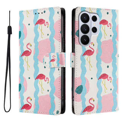 For Samsung Galaxy S26 Ultra Case Pattern Print PU Leather Wallet Phone Cover with Wrist Strap