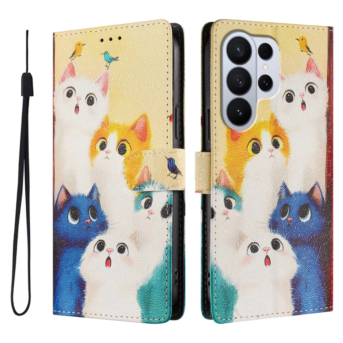 For Samsung Galaxy S26 Ultra Case Pattern Print PU Leather Wallet Phone Cover with Wrist Strap