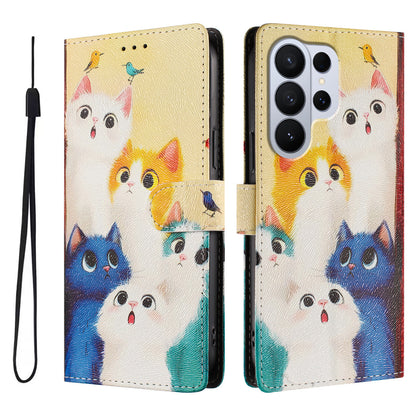 For Samsung Galaxy S26 Ultra Case Pattern Print PU Leather Wallet Phone Cover with Wrist Strap