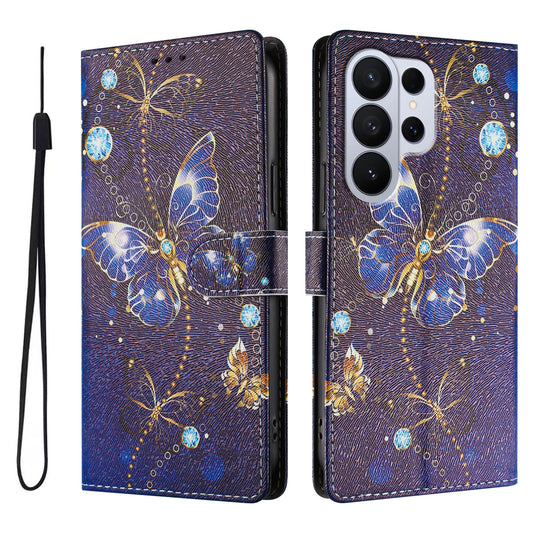 For Samsung Galaxy S26 Ultra Case Pattern Print PU Leather Wallet Phone Cover with Wrist Strap