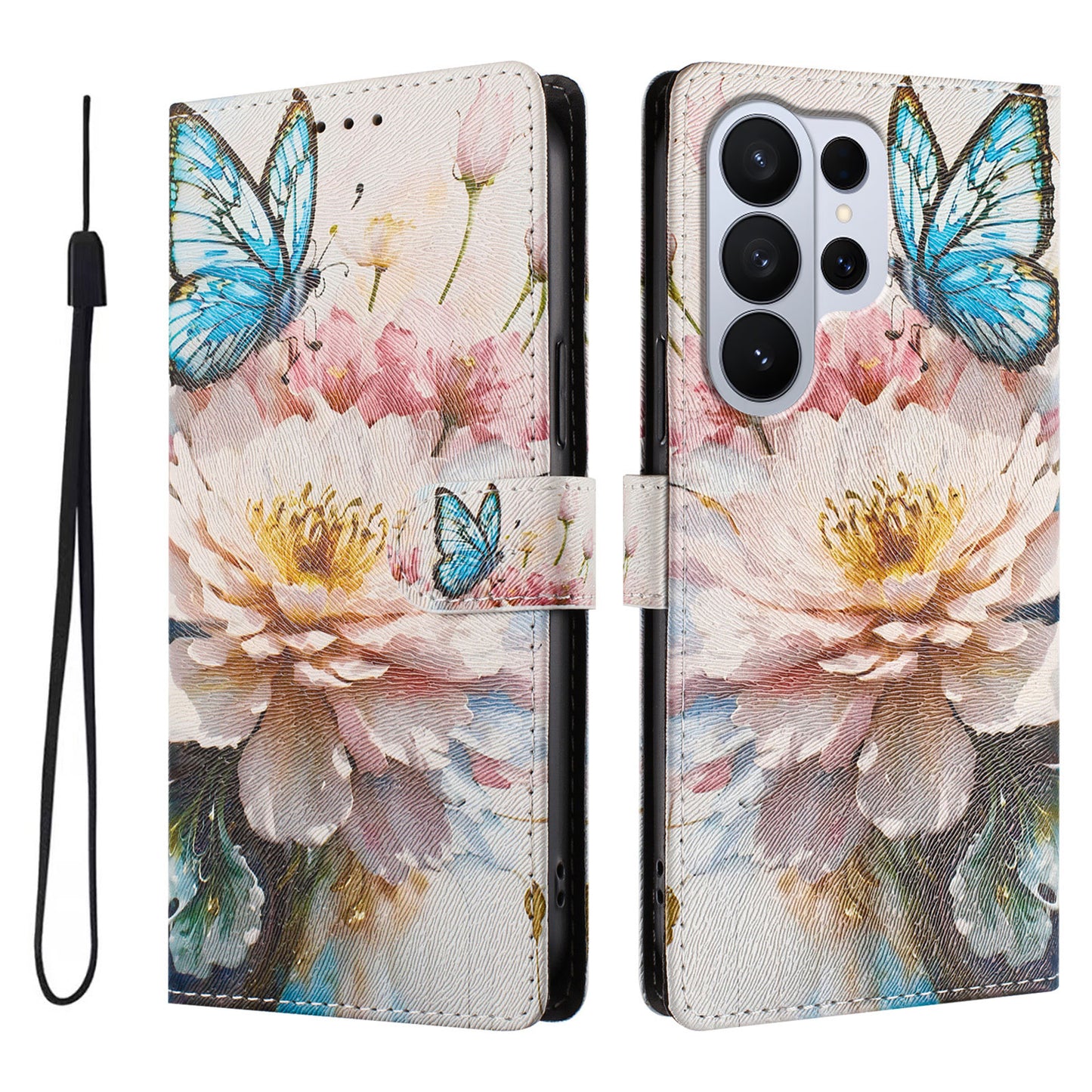 For Samsung Galaxy S26 Ultra Case Pattern Print PU Leather Wallet Phone Cover with Wrist Strap